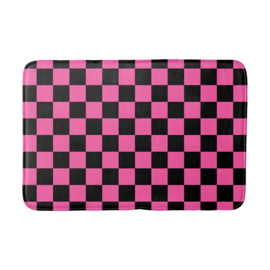 Black and pink checkerboard pattern バスマット (正面)