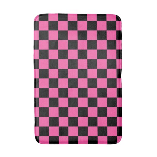 Black and pink checkerboard pattern バスマット (正面縦)