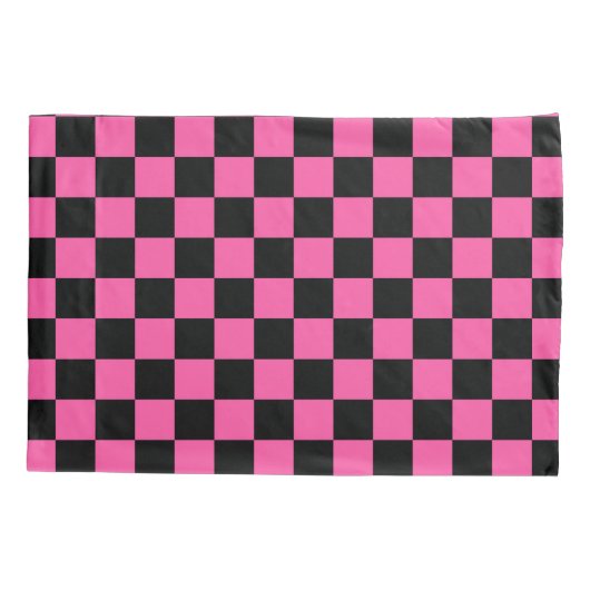 Black and pink checkerboard pattern 枕カバー (裏面-左)