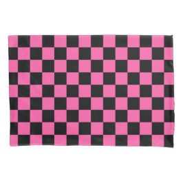 Black and pink checkerboard pattern 枕カバー