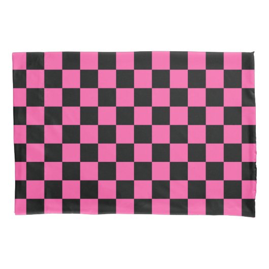 Black and pink checkerboard pattern 枕カバー (正面左)