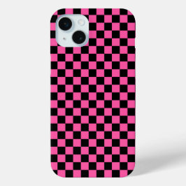 Black and pink checkerboard pattern iPhone 15 miniケース