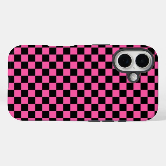 Black and pink checkerboard pattern Case-Mate iPhoneケース (裏面 (横))