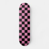 Black and Pink Checkered Print スケートボード (正面)