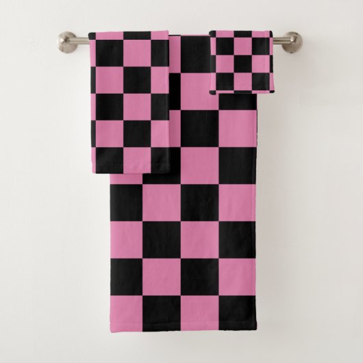 Black and Pink Checkered Print バスタオルセット (インサイチュ)