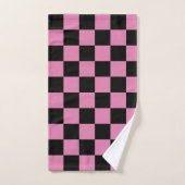 Black and Pink Checkered Print バスタオルセット (ハンドタオル)