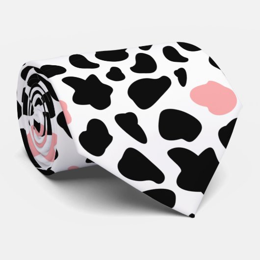 Black and pink cow print ネクタイ (ロール)
