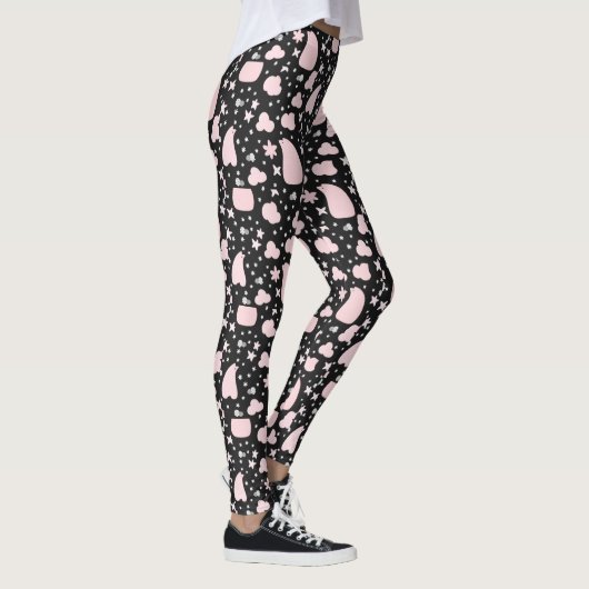 Black and Pink  Design Leggings レギンス (右)
