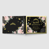 Black and Pink Floral Sweet Sixteen 16th Birthday ゲストブック (全面)