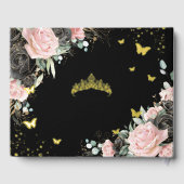 Black and Pink Floral Sweet Sixteen 16th Birthday ゲストブック (裏面)