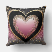 Black and Pink Glitter Heart Throw Pillow | Stylis クッション (裏面)