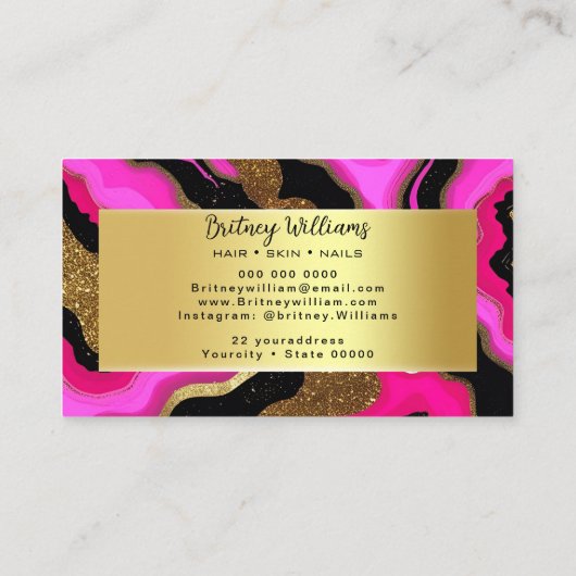 Black and pink Gold Agate 名刺 (裏面)