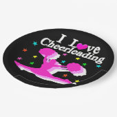 BLACK AND PINK I LOVEチアリーダー紙プレート ペーパープレート (アングル)