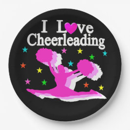 BLACK AND PINK I LOVEチアリーダー紙プレート ペーパープレート