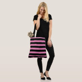Black and Pink Stripes トートバッグ (モデル)