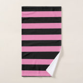 Black and Pink Stripes バスタオルセット (ハンドタオル)