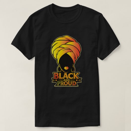 Black and Proud – Afro Queen Art Tシャツ (デザイン正面)