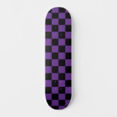 Black and Purple Checkered Print スケートボード (正面)