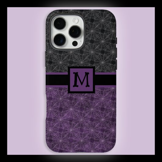 Black and Purple Gothic Spiderweb with Monogram Case-Mate iPhoneケース