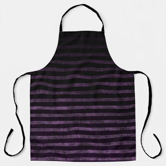 Black and Purple Grunge Ombre Stripes エプロン (正面)