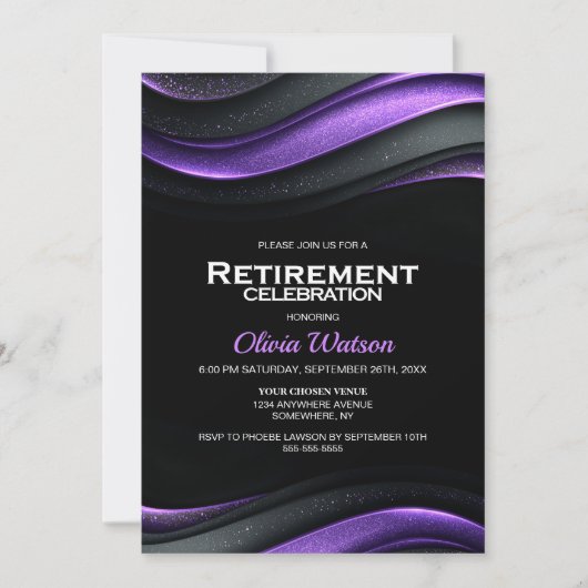 Black and Purple Retirement Party 招待状 (正面)