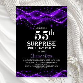 Black and Purple Surprise 55th Birthday Party 招待状