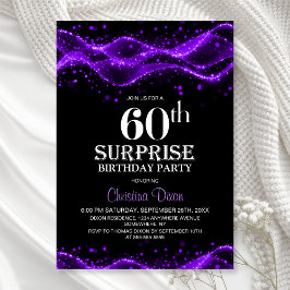 Black and Purple Surprise 60th Birthday Party 招待状