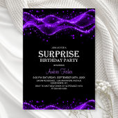 Black and Purple Surprise Any Age Birthday Party 招待状