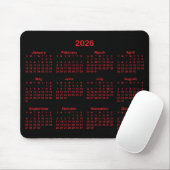 Black and Red 2026 Calendar マウスパッド (マウス)