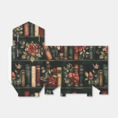 Black and Red Books with Flowers on Bookshelf フェイバーボックス (折り畳みなし)