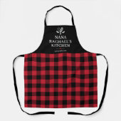 Black and Red Buffalo Plaid Farmhouse Custom  エプロン (正面)