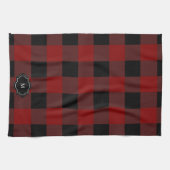 Black and red buffalo plaid monogrammed キッチンタオル (横)