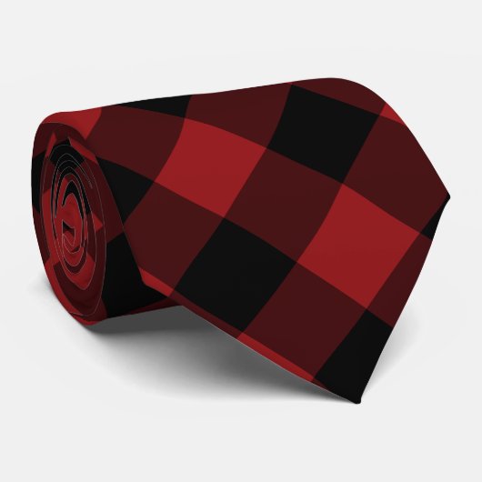 Black and Red Buffalo Plaid Neck Tie ネクタイ (ロール)