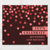 Black and Red Confetti Let’s Celebrate スパークリングワインラベル (シングルラベル)