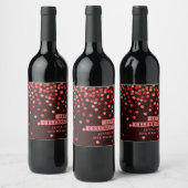 Black and Red Confetti Let’s Celebrate Wine Label ワインラベル (ボトル)