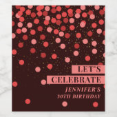 Black and Red Confetti Let’s Celebrate Wine Label ワインラベル (シングルラベル)