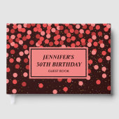 Black and Red Conffeti Birthday Guest Book ゲストブック (正面)