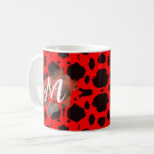 Black and red elegant and modern animal print コーヒーマグカップ (正面左)