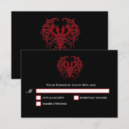 Black and red Gothic Halloween Wedding RSVP Card