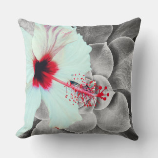 Black and Red Hibiscus Wall Art Print  クッション