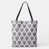 Black and Red on white Art Deco pattern トートバッグ (裏面)