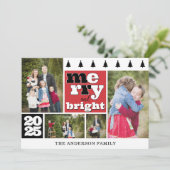 Black and Red Photo Collage Merry and Bright シーズンカード (スタンド正面)