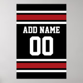 Black and Red Sports Jersey Custom Name Number ポスター (正面)