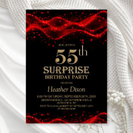 Black and Red Surprise 55th Birthday Party 招待状