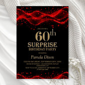 Black and Red Surprise 60th Birthday Party 招待状