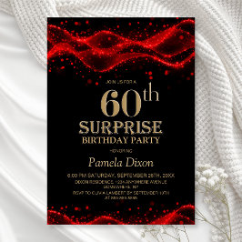 Black and Red Surprise 60th Birthday Party 招待状