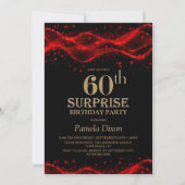 Black and Red Surprise 60th Birthday Party 招待状 (正面)