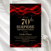 Black and Red Surprise 70th Birthday Party 招待状
