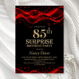 Black and Red Surprise 85th Birthday Party 招待状