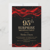 Black and Red Surprise 95th Birthday Party 招待状 (正面)